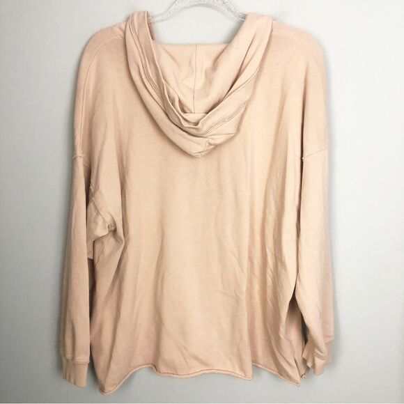 AERIE | Lace Up Front Tan Hooded Sweatshirt Oversized Women’s Size Small - Picture 7 of 9